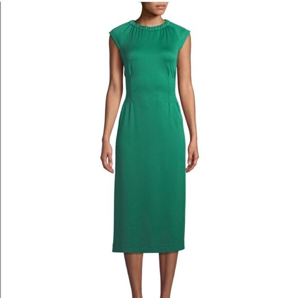 NWT TIBI Green Pique Knit ASTOR Corset Back Cutout Midi Dress - Picture 7 of 12